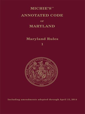 cover image of Maryland Court Rules Annotated